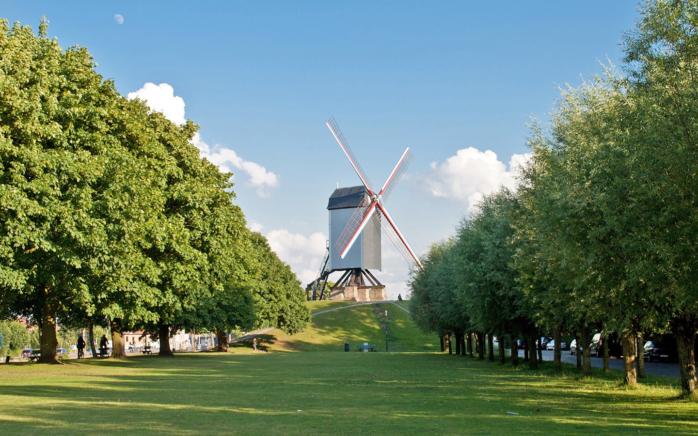 Windmills in parkland on the edge of Bruges
