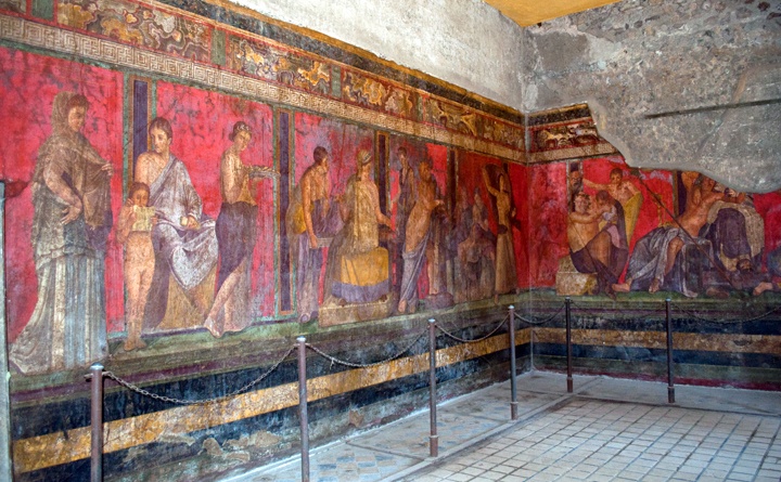 Villa dei Misteri frescoes in Pompeii