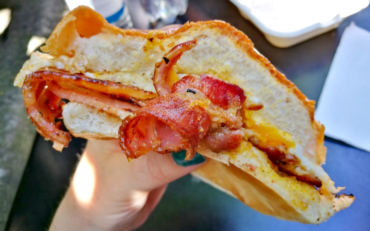 Bacon and egg bap on Secret Food Tours’ London Bridge Tour