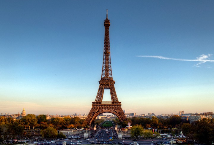 The Eiffel Tower at dusk