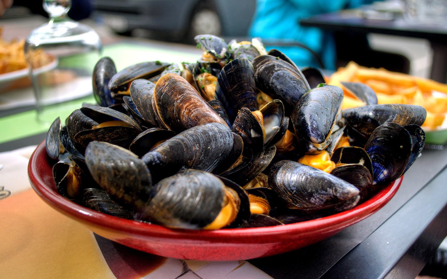 Moules and frites in Paris, France