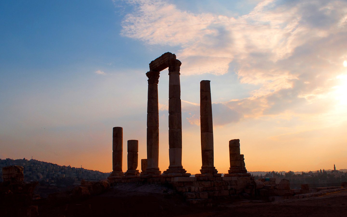 Amman citadel at sunset, Jordan