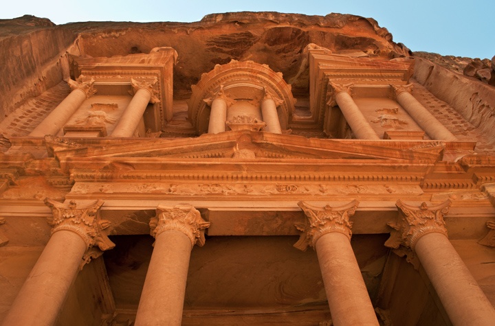 The Treasury at Petra in Jordan at sunset
