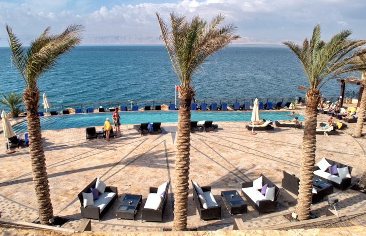 Swimming pool at the five star Movenpick Hotel and Spa Dead Sea, Jordan
