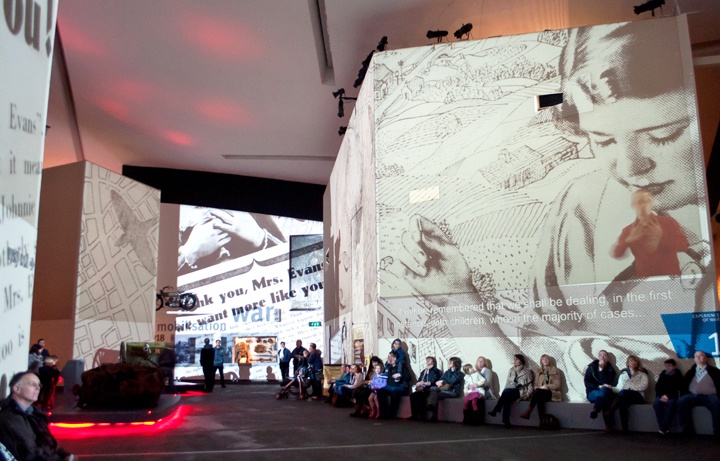 Projected show at the Imperial War Museum North, Salford Quays, Manchester
