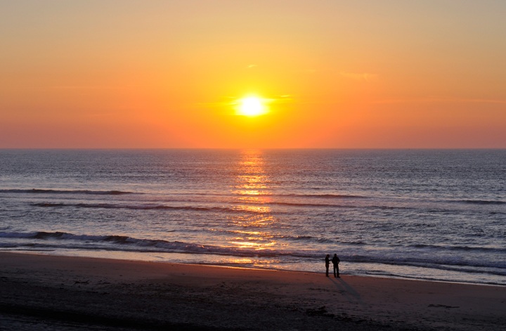 Sunset on the beach at Soulac-sur-mer