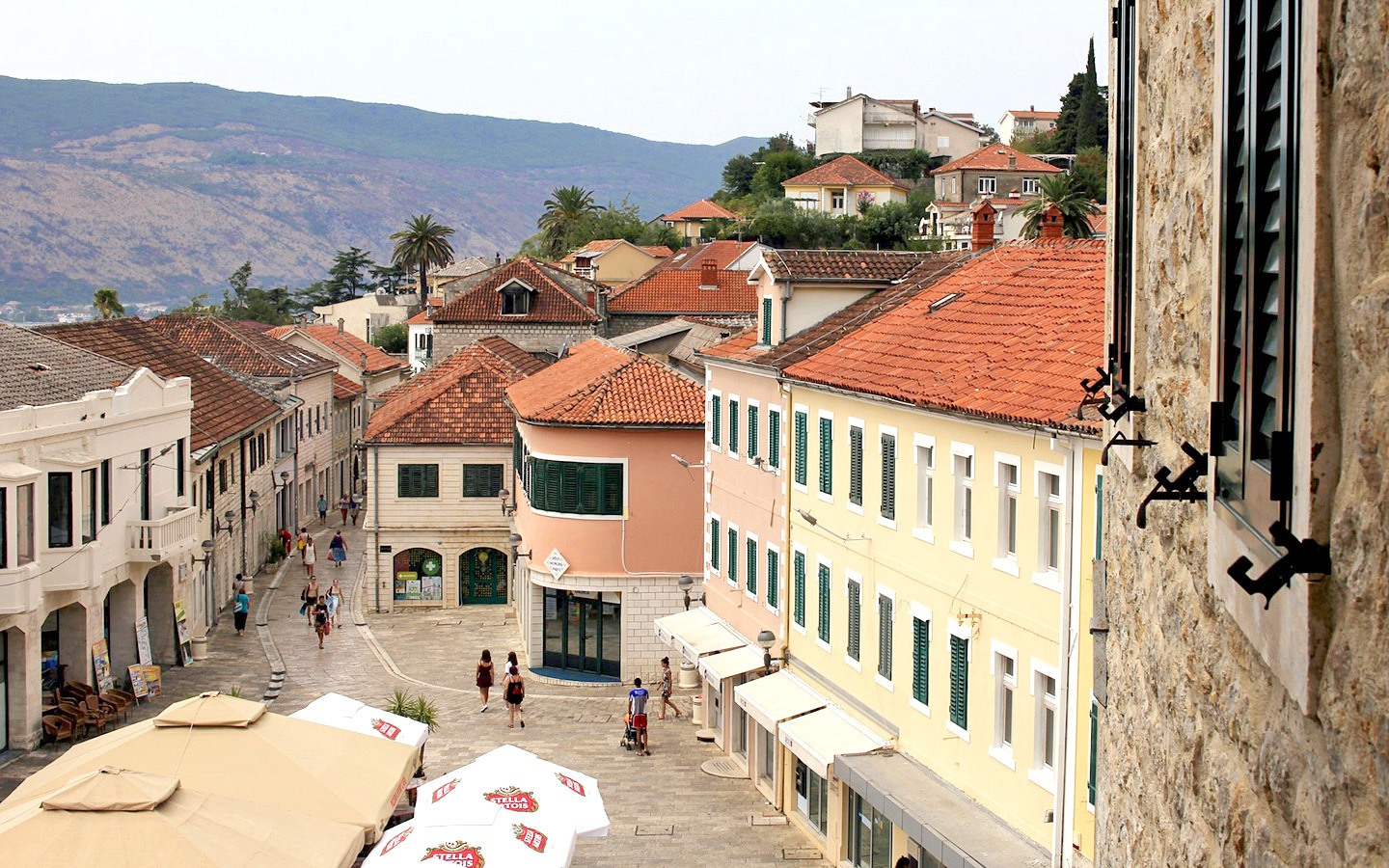 Old buildings in Herceg Novi in the Bay of Kotor, Montenegro