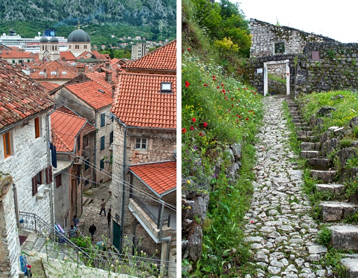 The fortified city walls of Kotor, Montenegro