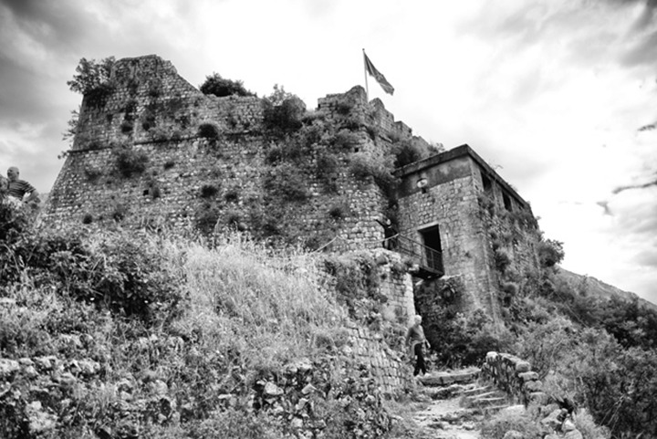 The fortified city walls of Kotor, Montenegro