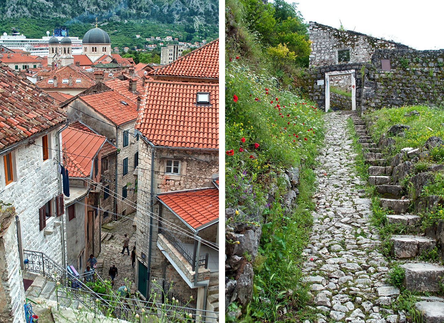 The fortified city walls of Kotor, Montenegro