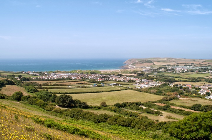 Looking down on Croyde Bay, Devon, UK