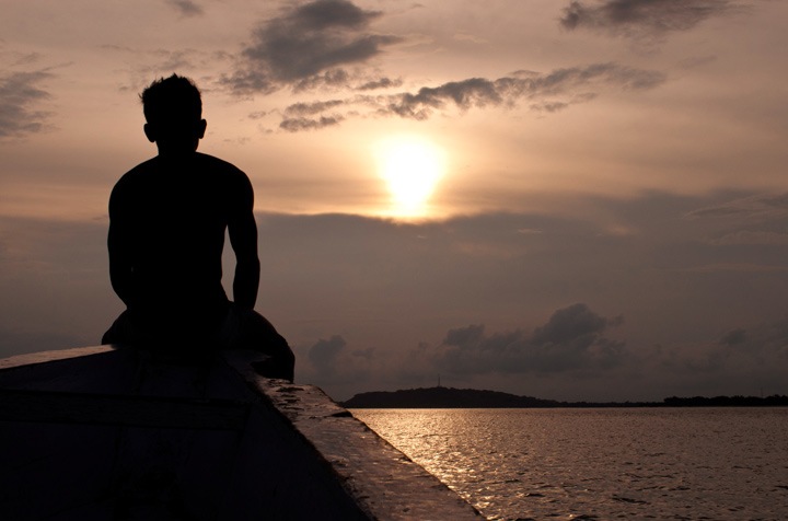 Sunset on the boat back from Gili Air, Indonesia