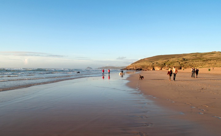 Perranporth beach in Cornwall, England