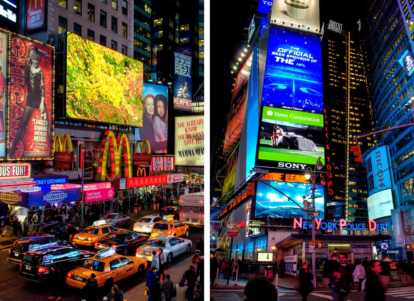 Lichten op Times Square New York, VS