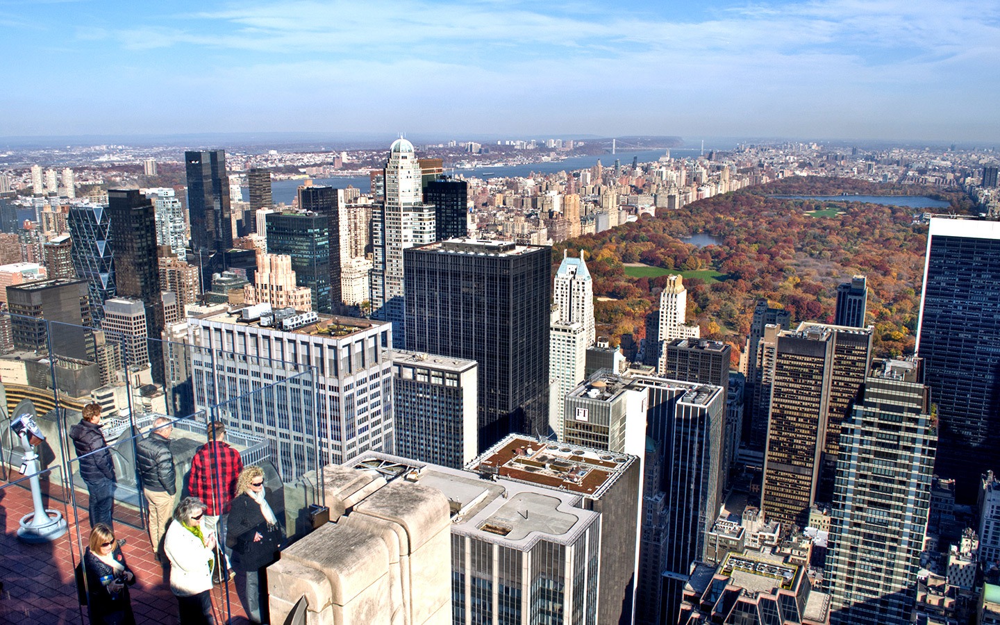 O ponto de vista do topo da rocha no Rockefeller Centre de Nova Iorque's Rockefeller Centre