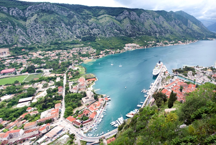 The fortified city walls of Kotor, Montenegro