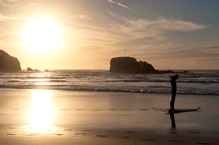 Perranporth beach in Cornwall, England
