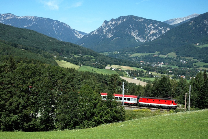 European rail journey in the Austrain mountains