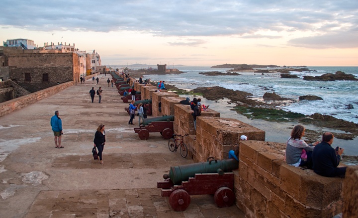 The Essaouira ramparts at sunset