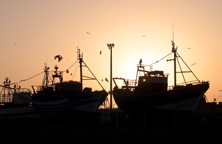 Sunset over Essaouira on the coast of Morocco