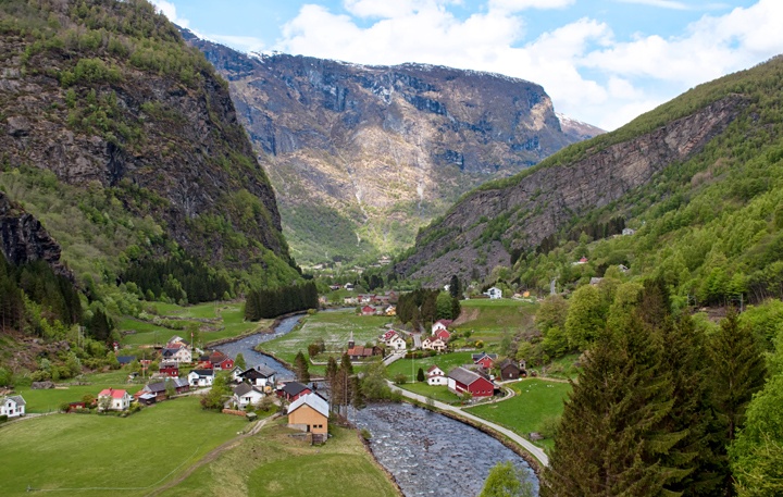 Flamsbana scenic railway in Norwegian fjords