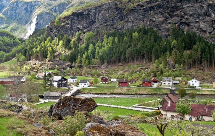 Flamsbana scenic railway in Norwegian fjords