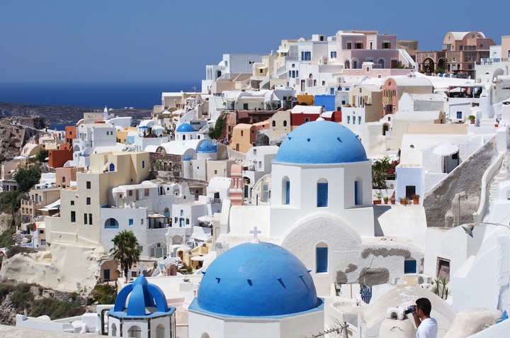 Whitewashed buildings in Santorini, Greece