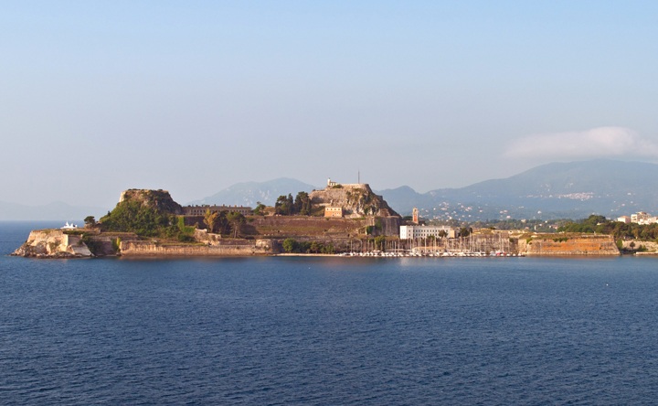 Sailing into Corfu Town, Greece