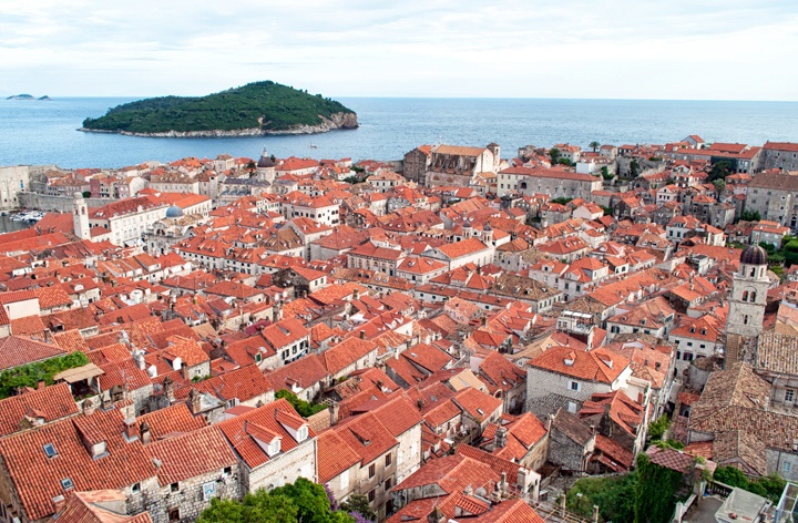 Výhled z hradby města Dubrovnik, Chorvatsko