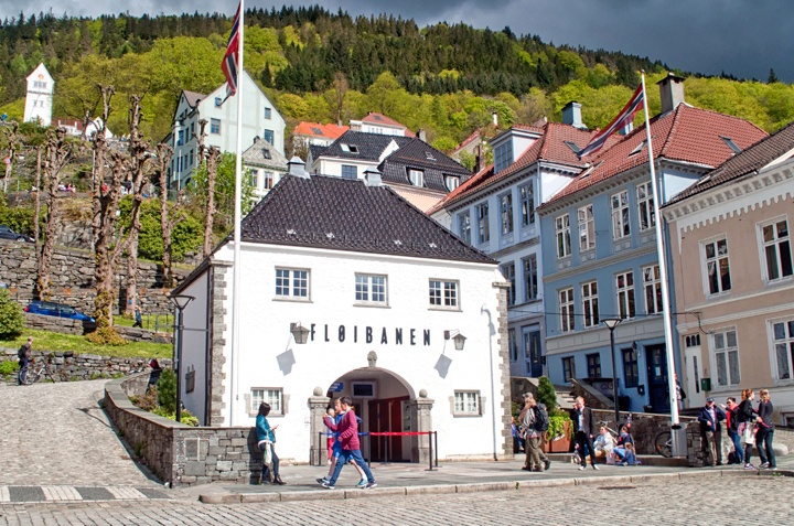 The Floibanen funicular railway, Bergen in Norway