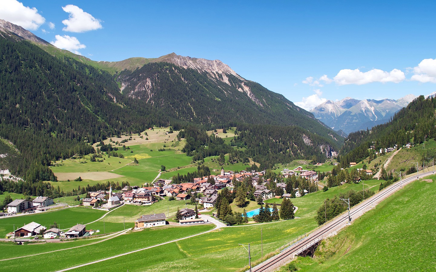The view from the train window between Chur and St Moritz on the Glacier Express