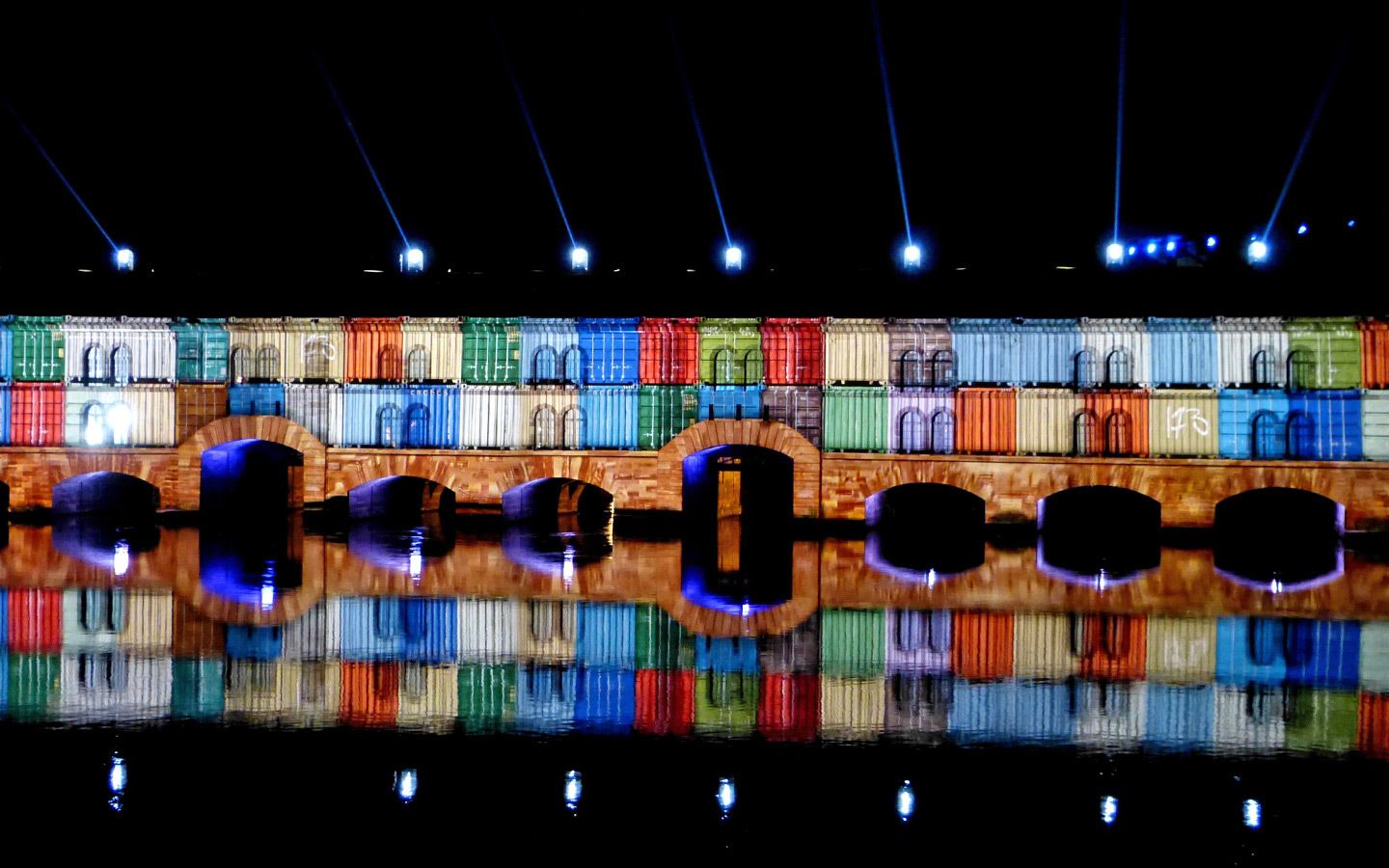 Light show at Barrage Vaubin, one of the things to do in Strasbourg