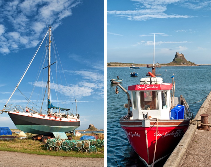Boats on Lindisfarne Island