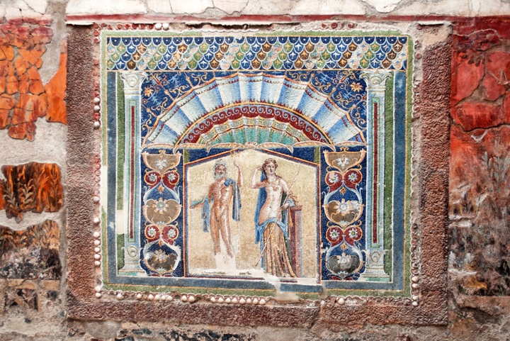 Beautifully preserved mosaic in Herculaneum