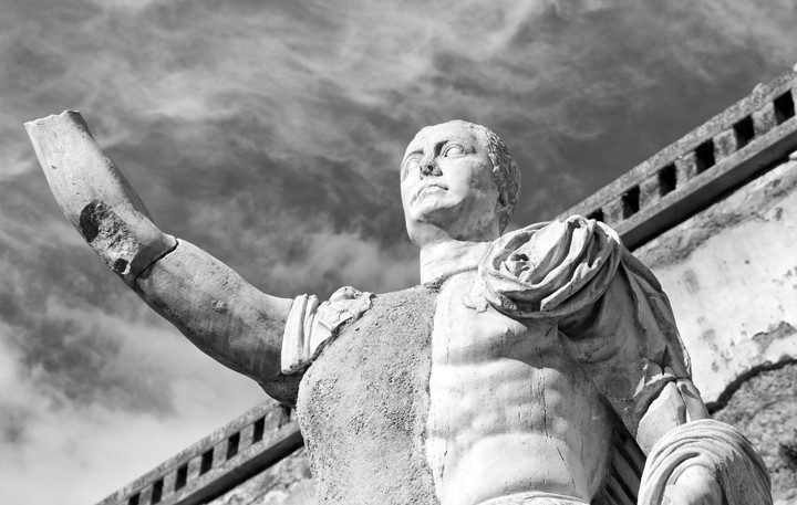 Statue in the ruined city of Herculaneum