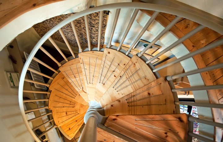 Spiral staircase at Douglas's Barn in the Peak District