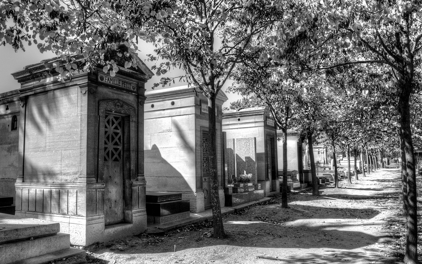 Ornate tombs in the Montparnasse cemetery, Paris