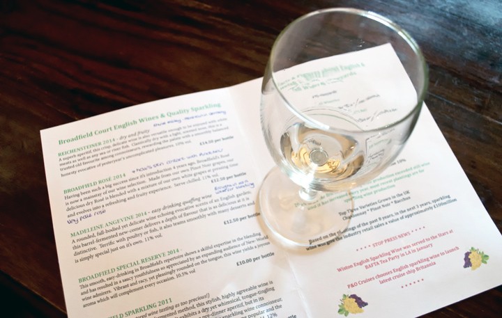 Wine tasting at Broadfield Court Herefordshire