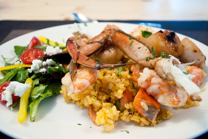 Seafood paella at the Great Bear Lodge