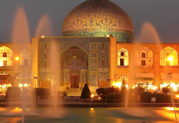 Mosque dome in Iran at sunset