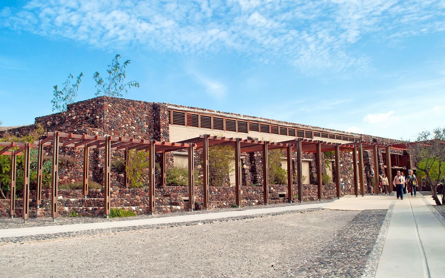 Exterior of the museum building at Akrotiri archaeological site