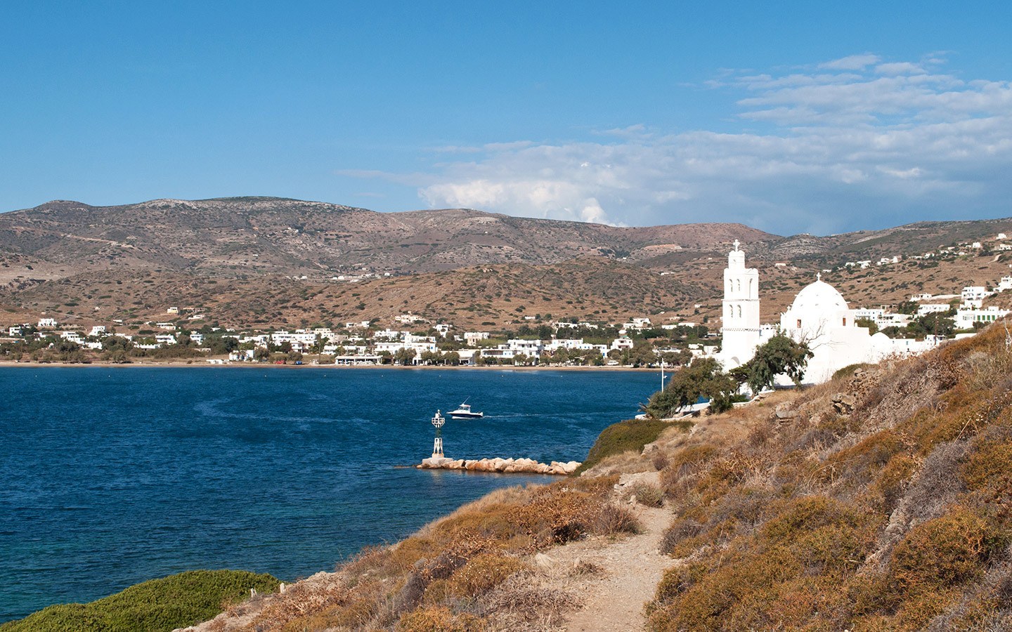Following the coast path to Ios harbour, Greece