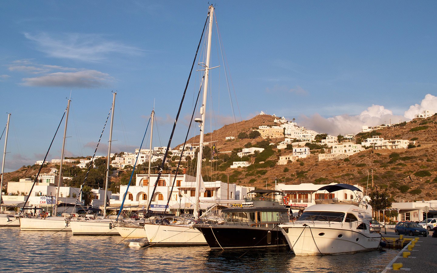 Boats in the harbour in Ios, Greece