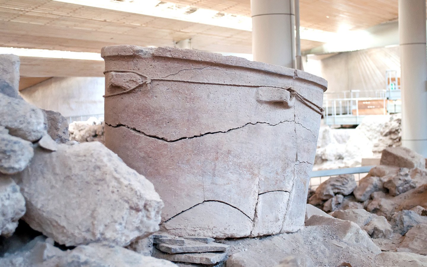 Minoan artefacts in Santorini archaeological site