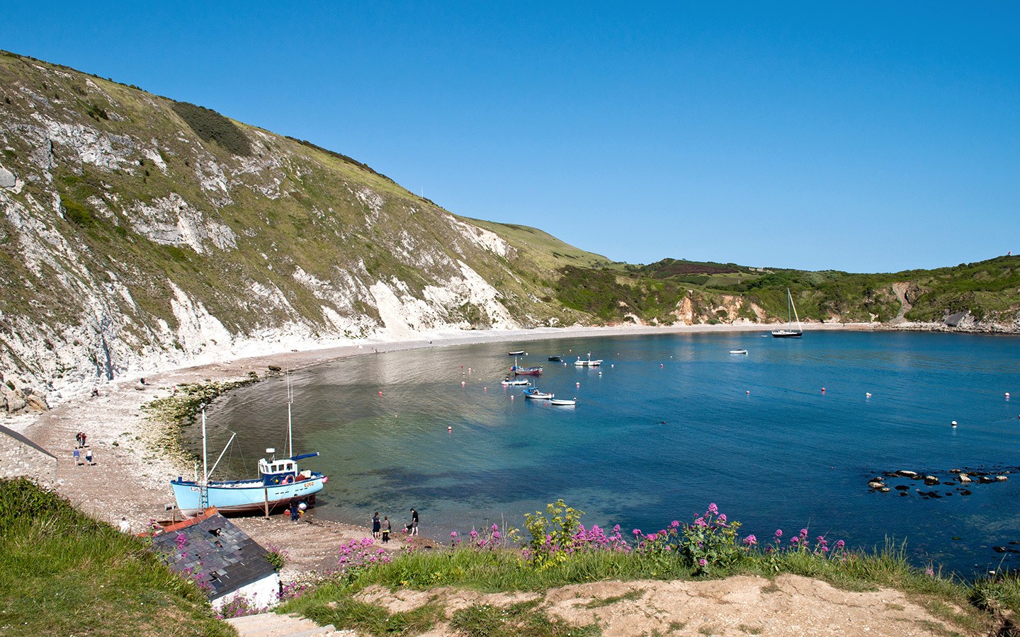 Lulworth Cove in Dorest in summer, an alternative to visiting Cornwall