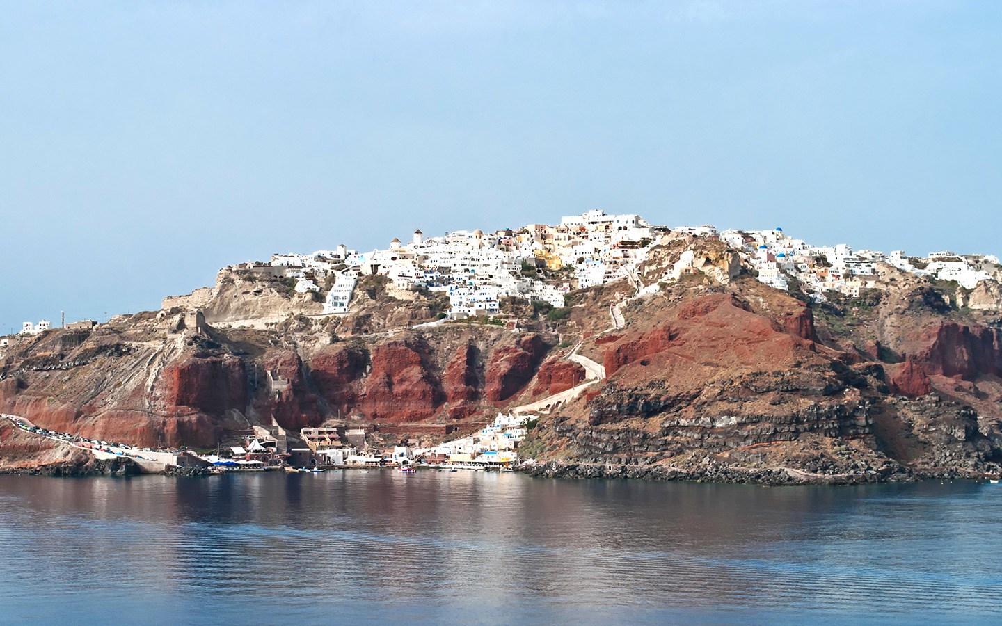 Views of Oia from a Santorini boat trip