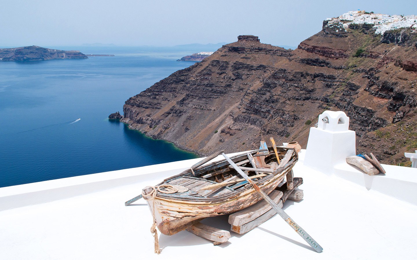 Boat in Fira Santorini