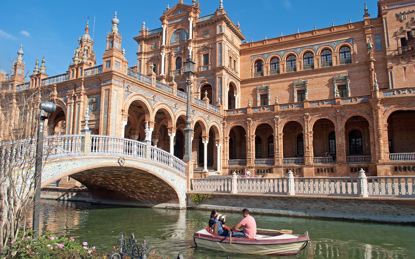 Boat in the moat of the Plaza de España