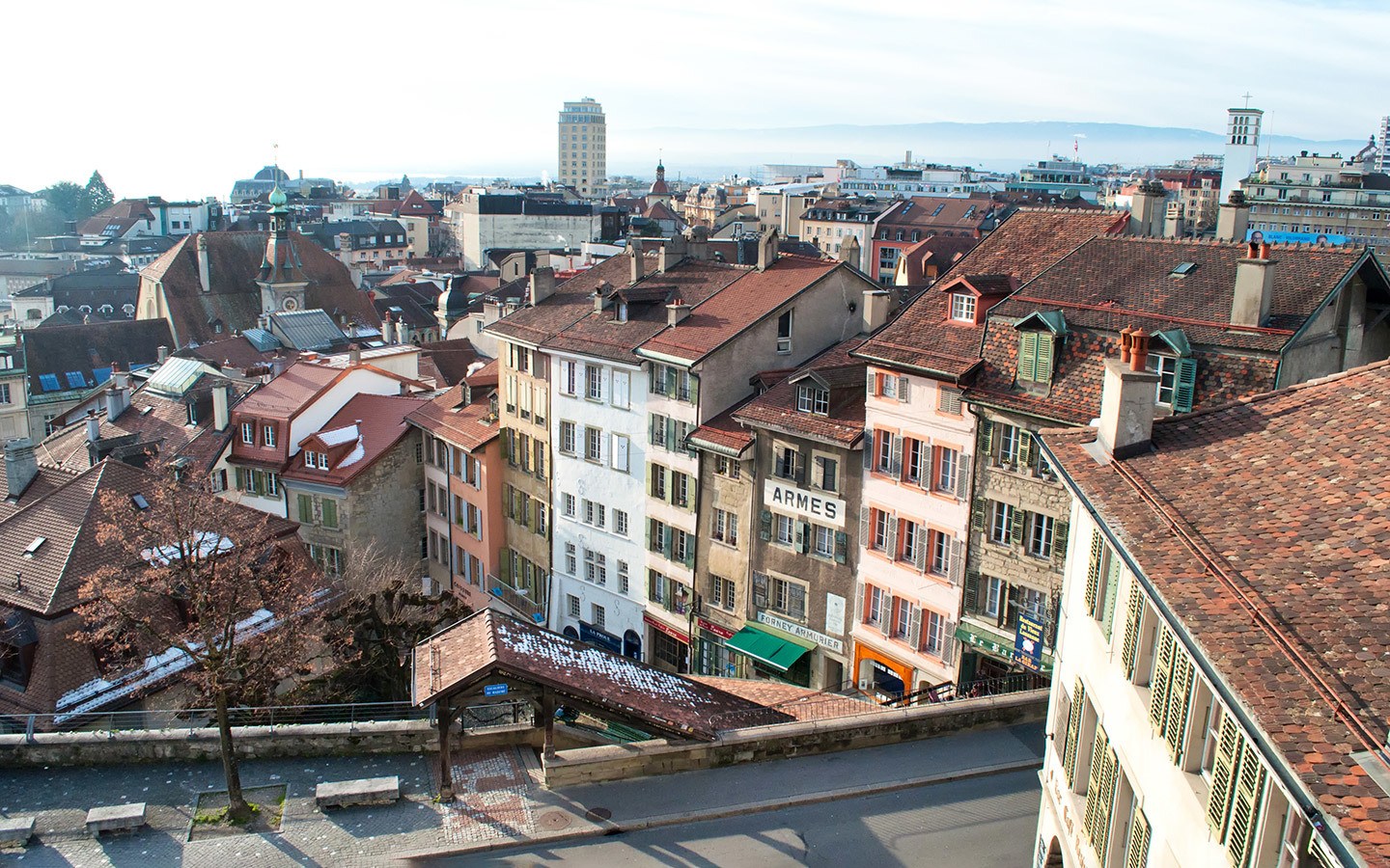The historic old town of Lausanne, Switzerland