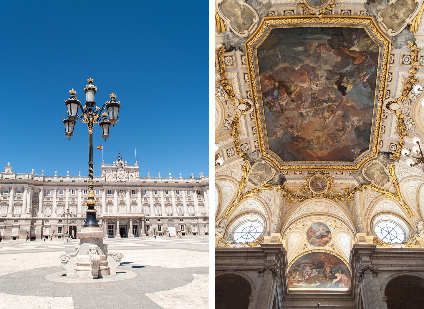 Inside and outside the Palacio Real, Madrid
